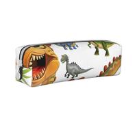 KCGSDEGV Jolie trousse à crayons avec des images de dinosaures de dessin animé imprimé en cuir pour crayons, trousse à crayons, trousse à crayons, blanc, Taille unique, Cartable