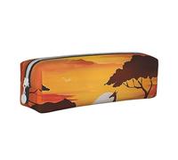 KCGSDEGV Jolie trousse à crayons avec éléphant et girafe dans le coucher de soleil imprimé en cuir pochette à crayons porte-stylos papeterie scolaire organisateur boîte à crayons, blanc, Taille