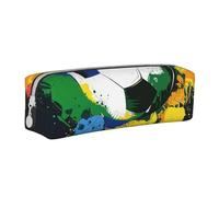 KCGSDEGV Jolie trousse à crayons avec imprimé football coloré en cuir - Trousse à crayons pour l'école, blanc, Taille unique, Cartable