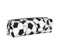 KCGSDEGV Jolie trousse à crayons avec motif ballon de football noir et blanc imprimé en cuir - Trousse à crayons pour l'école, blanc, Taille unique, Cartable