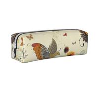KCGSDEGV Jolie trousse à crayons avec poule et papillons volants parmi fleur imprimé en cuir pour crayons ou fournitures scolaires, blanc, Taille unique, Cartable
