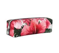 KCGSDEGV Jolie trousse à crayons avec une belle fleur d'hibiscus imprimée en cuir - Trousse à crayons pour l'école, blanc, Taille unique, Cartable