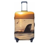 KCGSDEGV Killer Whale Under Sunset Prints Housse de bagage élastique avec fermetures éclair invisibles - Protection universelle pour valise pour voyage, voyages d'affaires, Noir , L(25-28inch