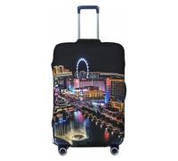 KCGSDEGV Las Vegas Night View Prints Housse de bagage élastique avec fermetures éclair invisibles - Protection universelle pour valise, voyage d'affaires, Noir , S(18-21inch suitcase), Valise