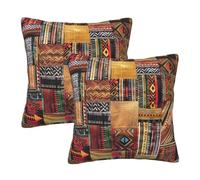 KCGSDEGV Lot de 2 housses de coussin carrées décoratives en tissu africain - Motif patchwork - 45 x 45 cm - Pour salon, canapé, jardin, voiture
