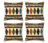 KCGSDEGV Lot de 4 housses de coussin carrées décoratives modernes de style bohème africain traditionnel pour lit, canapé, sofa, 40 x 40 cm