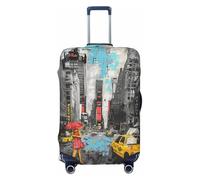 KCGSDEGV Love from New York Prints Housse de bagage élastique avec fermetures éclair invisibles - Protection universelle pour valise, voyage d'affaires, voyage, Noir , S(18-21inch suitcase), Valise