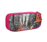 KCGSDEGV Love from New York Trousse à crayons imprimée pour écolières et garçons, grande capacité, jolie trousse à crayons, boîte de rangement pour papeterie, noir, rose, Taille unique, Cartable