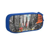 KCGSDEGV Love from New York Trousse à crayons imprimée pour écolières et garçons, grande capacité, jolie trousse à crayons, boîte de rangement pour papeterie, noir, bleu, Taille unique, Cartable
