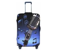 KCGSDEGV Micro avec notes de musique imprimées housse de bagage élastique avec fermetures éclair invisibles - Protection universelle pour valise, voyage d'affaires, voyage, Noir , L(25-28inch suitcase