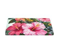 KCGSDEGV Nappe rectangulaire imprimée de fleurs d'hibiscus - Tissu imperméable et lavable - Pour cuisine, salle à manger, Thanksgiving, Noël