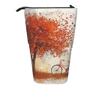 KCGSDEGV Old Bike Under The Tree Prints Trousse extensible pour stylos scolaires, maquillage et voyage pour étudiants et artistes, Noir , Taille unique, Cartable