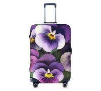 KCGSDEGV Pansies Housse de bagage élastique avec fermeture éclair invisible Motif floral universel pour voyage, voyages d'affaires, Noir , M(22-24inch suitcase), Valise