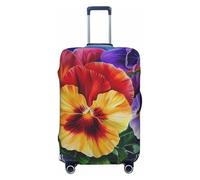 KCGSDEGV Pansy Perfection Prints Housse de bagage élastique avec fermetures éclair invisibles - Protection universelle pour valise pour voyage, voyages d'affaires, Noir , S(18-21inch suitcase