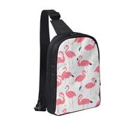 KCGSDEGV Red Phone Booth London Street Sac de poitrine imprimé pour homme et femme Sac à bandoulière pour voyage, course à pied, cyclisme, randonnée, sports, Motif flamant rose, Taille unique