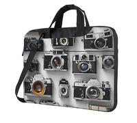 KCGSDEGV Retro Cool Camera Collection Sac à bandoulière pour ordinateur portable avec triple couche de protection antichoc pour homme et femme, Noir , 14 inch