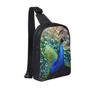 KCGSDEGV Sac à bandoulière imprimé abeilles amusantes pour homme et femme, sac à bandoulière pour voyage, coureur, cyclisme, randonnée, sports, Beau paon., Taille unique