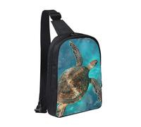 KCGSDEGV Sac à bandoulière imprimé avion de la Seconde Guerre mondiale pour homme et femme, sac à bandoulière pour voyage, coureur, cyclisme, randonnée, sports, Tortue en mer, Taille unique