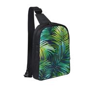 KCGSDEGV Sac à bandoulière imprimé avion de la Seconde Guerre mondiale pour homme et femme, sac à bandoulière pour voyage, coureur, cyclisme, randonnée, sports, Feuilles de palmier tropicales., Taille