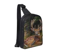 KCGSDEGV Sac à bandoulière imprimé avion de la Seconde Guerre mondiale pour homme et femme, sac à bandoulière pour voyage, coureur, cyclisme, randonnée, sports, Cerf blanc en forme de cerf, Taille