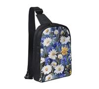 KCGSDEGV Sac à bandoulière imprimé avion de la Seconde Guerre mondiale pour homme et femme, sac à bandoulière pour voyage, coureur, cyclisme, randonnée, sports, Fleurs sauvages et bleuets marguerites