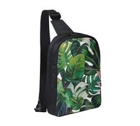 KCGSDEGV Sac à bandoulière imprimé cerf sauvage pour homme et femme, sac à bandoulière pour voyage, coureur, cyclisme, randonnée, sports, Feuilles tropicales., Taille unique