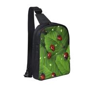 KCGSDEGV Sac à bandoulière imprimé coquillages pour homme et femme, sac à bandoulière pour voyage, course, cyclisme, randonnée, sports, Feuilles et coccinelles., Taille unique