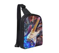 KCGSDEGV Sac à bandoulière imprimé Moose Mountain Pine Tree Wilderness pour homme et femme - Sac à bandoulière pour voyage, course à pied, cyclisme, randonnée, sports, Magic Electric Guitar Music