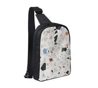 KCGSDEGV Sac à bandoulière imprimé plage coquillage sable pour homme femme sac bandoulière pour voyage, coureur, cyclisme, randonnée, sports, Terrazzo blanc., Taille unique