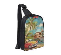 KCGSDEGV Sac à bandoulière imprimé sushi japonais noir pour homme et femme, sac à bandoulière pour voyage, coureur, cyclisme, randonnée, sports, Île de Cuba, Taille unique