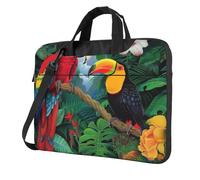 KCGSDEGV Sac à bandoulière pour ordinateur portable imprimé ara et toucan perché des forêts tropicales américaines, triple couche de protection antichoc pour ordinateur portable pour homme et femme