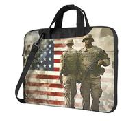 KCGSDEGV Sac à bandoulière pour ordinateur portable imprimé du jour commémoratif patriotique des soldats militaires américains, triple couche de protection antichoc pour ordinateur portable pour homme