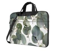 KCGSDEGV Sac à bandoulière pour ordinateur portable imprimé feuilles d'eucalyptus, triple couche de protection, résistant aux chocs, pour homme et femme, Noir , 15.6 inch