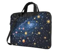KCGSDEGV Sac à bandoulière pour ordinateur portable imprimé galaxies constellation étoiles, triple couche de protection, résistant aux chocs, pour homme et femme, Noir , 15.6 inch