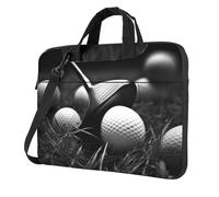 KCGSDEGV Sac à bandoulière pour ordinateur portable imprimé golf noir et blanc, triple couche de protection antichoc pour ordinateur portable pour homme et femme, Noir , 15.6 inch