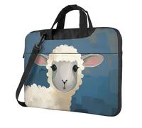 KCGSDEGV Sac à bandoulière pour ordinateur portable imprimé Sheep Art, triple couche de protection, résistant aux chocs, pour homme et femme, Noir , 15.6 inch