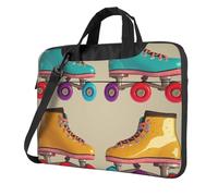 KCGSDEGV Sac à bandoulière rétro coloré imprimé patins à roulettes pour ordinateur portable, triple couche de protection, résistant aux chocs, pour homme et femme, Noir , 13 inch
