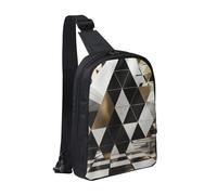 KCGSDEGV Sac à bandoulière tendance et moderne avec triangles imprimés pour homme et femme, sac à bandoulière pour voyage, course à pied, cyclisme, randonnée, sports, Triangles modernes noir/blanc