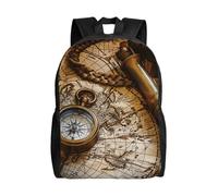 KCGSDEGV Sac à dos pour ordinateur portable 15" imprimé infirmière mignon pour adultes, travail, voyage, école pour garçons, filles, hommes et femmes, Boussole et cartes marines anciennes, taille