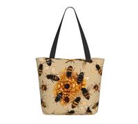 KCGSDEGV Sac fourre-tout avec impression d'instruments de musique pour femme - Grande poignée - Sac à bandoulière léger avec fermeture éclair pour le shopping, l'école, le travail, les voyages, Honey