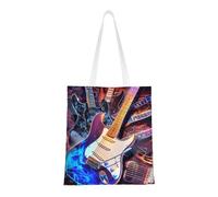 KCGSDEGV Sacs à provisions modernes avec impression florale - Réutilisables - Pliable - Sac fourre-tout pour les courses, l'école, le travail, les voyages, Magic Electric Guitar Music, Taille unique