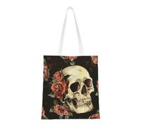 KCGSDEGV Sacs à provisions réutilisables avec motif tortues de mer - Sac fourre-tout pliable pour l'école, le travail, les voyages, Tête de mort rose., Taille unique