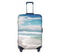 KCGSDEGV Sea Beach Prints Housse de bagage élastique avec fermetures éclair invisibles - Protection universelle pour valise, voyage, voyage d'affaires, Noir , S(18-21inch suitcase), Valise