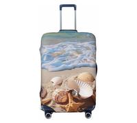 KCGSDEGV Shells on The Beach Prints Housse de bagage élastique avec fermetures éclair invisibles - Protection universelle pour valise, voyage, voyage d'affaires, Noir , M(22-24inch suitcase), Valise