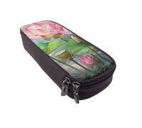 KCGSDEGV Spirit of the Lotus Trousse à crayons en cuir pour étudiants, filles, garçons, jolie trousse à crayons en cuir pour l'école, le travail, les voyages, Noir , Taille unique, Cartable