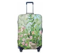 KCGSDEGV Springtime Herb Garden Prints Housse de bagage élastique avec fermetures éclair invisibles - Protection universelle pour valise pour voyage, voyages d'affaires, Noir , S(18-21inch suitcase