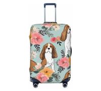 KCGSDEGV Sweet Basset Hound Housse de bagage élastique avec fermetures éclair invisibles - Protection universelle pour valise, voyage, voyages d'affaires, Noir , XL(29-32inch suitcase), Valise