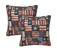 KCGSDEGV Taie d'oreiller 2 pièces Motif drapeau des États-Unis 40 x 40 cm - Housse de coussin carrée décorative douce pour salon, canapé, jardin, voiture