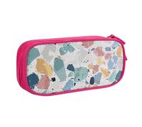 KCGSDEGV Terrazzo Trousse à crayons avec imprimé marbre pastel pour filles et garçons, grande capacité, jolie trousse à crayons, boîte de rangement pour papeterie, noir, rose, Taille unique, Cartable