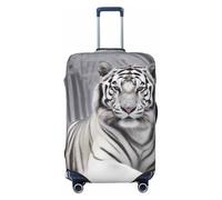 KCGSDEGV The Wild White Tiger Prints Housse de bagage élastique avec fermetures éclair invisibles - Protection universelle pour valise, voyage, voyages d'affaires, Noir , XL(29-32inch suitcase
